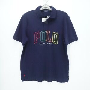 Polo Ralph Lauren Shirt Mens Large Navy Blue Embroidered Spell Out Classic Fit